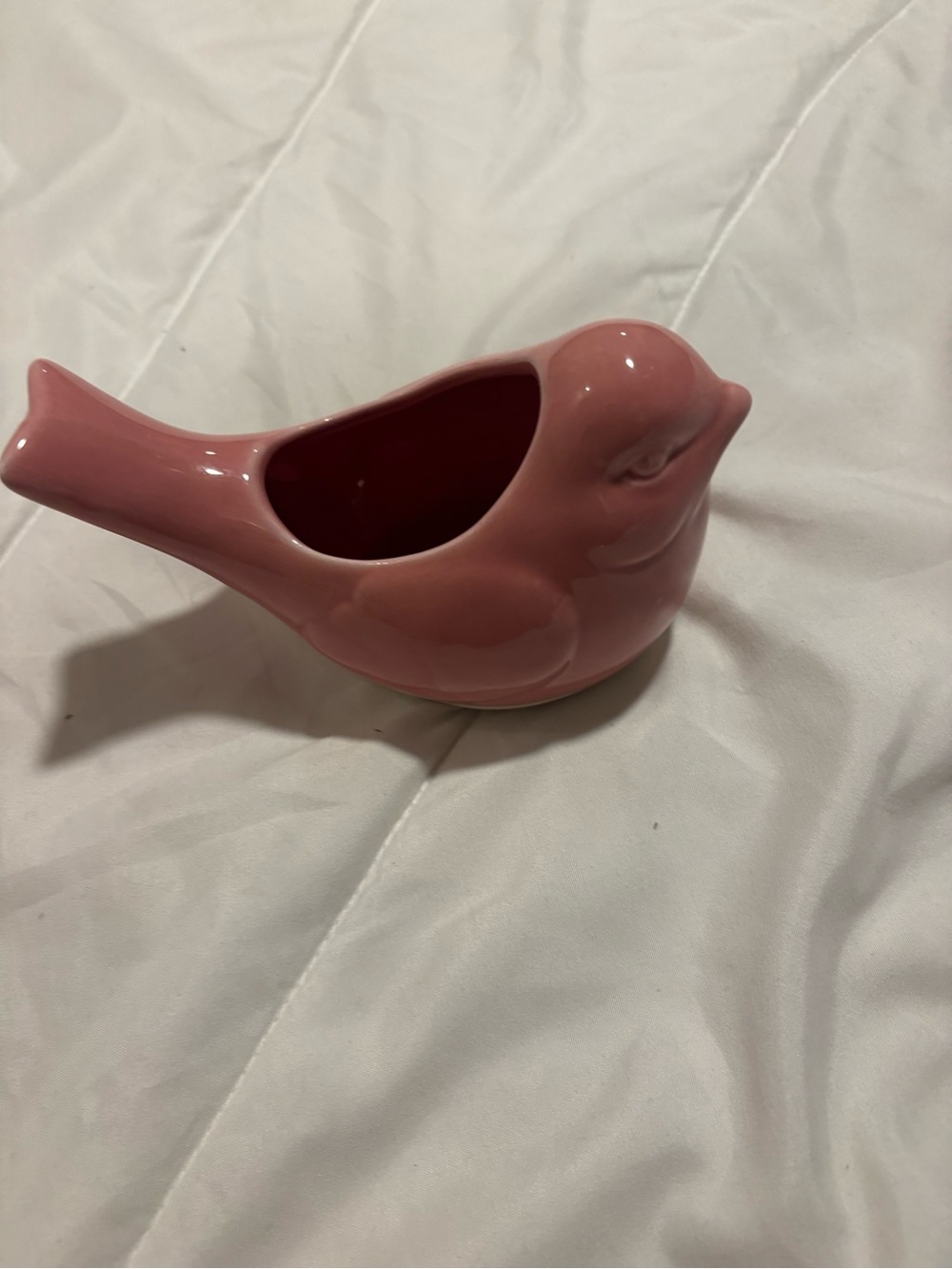 Pink Ceramic Bird Planter - Decorative Pet Bird Accent - Picture 3 of 6